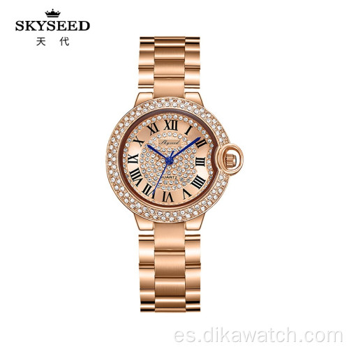 SKYSEED dial diamante oro reloj femenino cuarzo impermeable